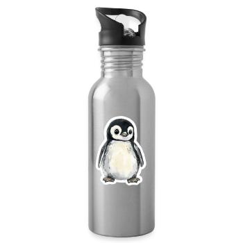 Pingouin - Gourde avec paille intégrée - argent clair - Droite