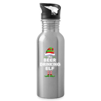 Elf Elf Cadeau de Noël Bière Fête Alcool - Gourde avec paille intégrée - argent clair - Droite