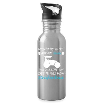 Straßenbau Straßenbauer Bauarbeiter - Trinkflasche mit integriertem Trinkhalm - Lightsilver - Rechts