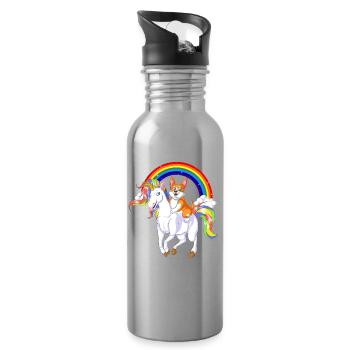 Chemise pour enfants Riche Licorne Arc-en-ciel - Gourde avec paille intégrée - argent clair - Droite