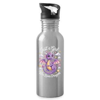 Juste une fille qui aime les dragons Chemise de dragon mignon - Gourde avec paille intégrée - argent clair - Droite