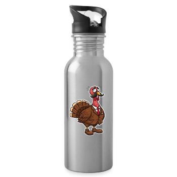 Eleganter Anzug-Truthahn Cartoon - Trinkflasche mit integriertem Trinkhalm - Lightsilver - Rechts