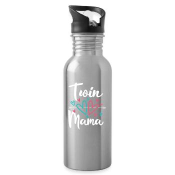 Maman jumelle Grossesse Maman de jumeaux - Gourde avec paille intégrée - argent clair - Droite