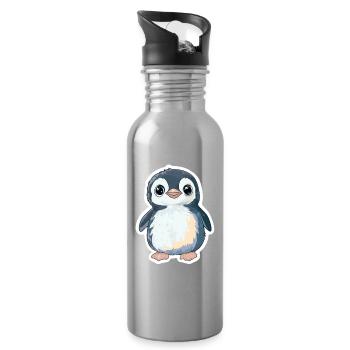 Pingouin - Gourde avec paille intégrée - argent clair - Droite