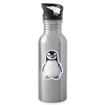 Pingouin - Gourde avec paille intégrée - argent clair - Droite