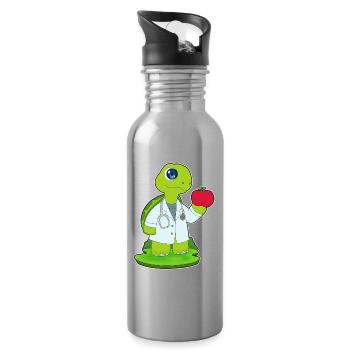Schildkröte Arzt Stethoskop - Trinkflasche mit integriertem Trinkhalm - Lightsilver - Rechts