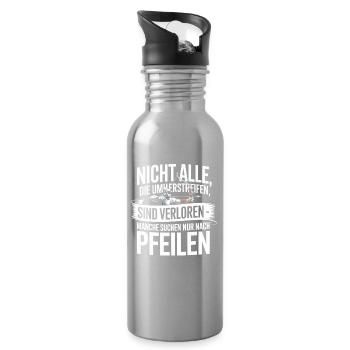 Archery design for archers and courses - Water bottle with straw - silver - Right