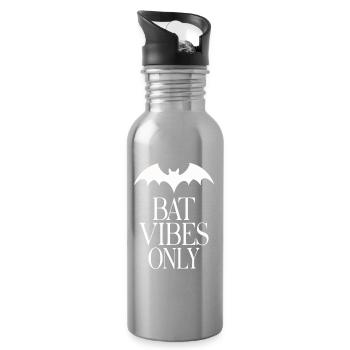 Bat Vibes Only – Goth Statement - Water bottle with straw - silver - Right