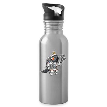 oiseau de l’espace astronaute calopsitte - Gourde avec paille intégrée - argent clair - Droite