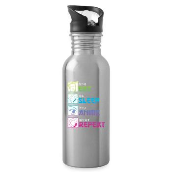 EAT SLEEP ANIME REPEAT - Water bottle with straw - silver - Right