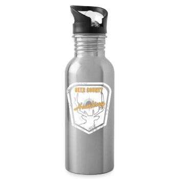 Deer County Hunting Rustic Skull Target Style - Water bottle with straw - silver - Right