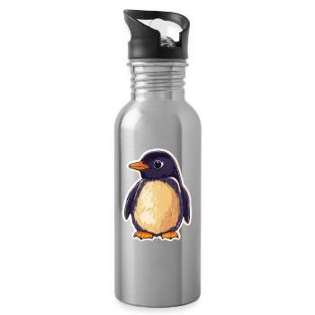 Pingouin - Gourde avec paille intégrée - argent clair - Droite
