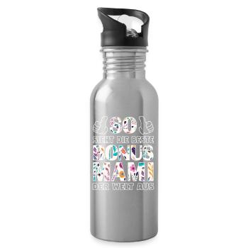 Bonus Mami Mama beste Mutter Muttertag Geschenk - Trinkflasche mit integriertem Trinkhalm - Lightsilver - Rechts
