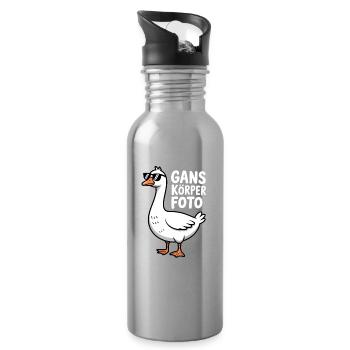 Ganskörperfoto Lustige Gans Wortspiel - Trinkflasche mit integriertem Trinkhalm - Lightsilver - Rechts