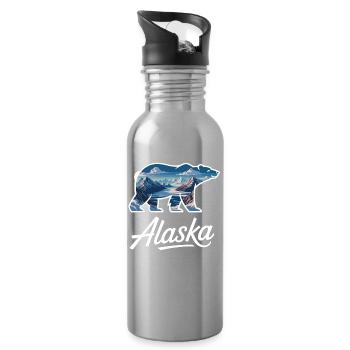 Chemise d’extérieur avec paysage d’Alaska à motif d’ours - Gourde avec paille intégrée - argent clair - Droite