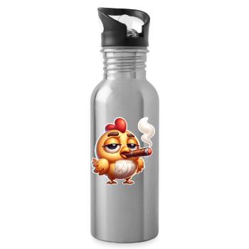 Huhn Zigarre - Trinkflasche mit integriertem Trinkhalm - Lightsilver - Rechts