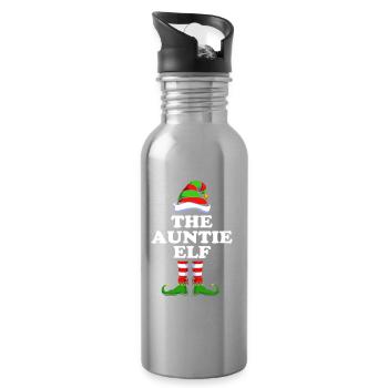 Tante Elfe Elf Weihnachtsgeschenk - Trinkflasche mit integriertem Trinkhalm - Lightsilver - Rechts