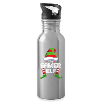Gamer Gaming Gamer Elf Elf Christmas Gift - Water bottle with straw - silver - Right