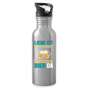 Malle LIEBE IST AUSVERKAUFT BIER IST NOCH DA - Trinkflasche mit integriertem Trinkhalm - Lightsilver - Rechts