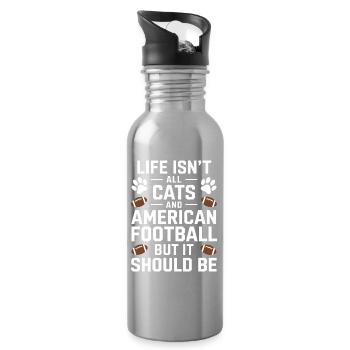 Football Saying Cats Funny Football Gift - Water bottle with straw - silver - Right