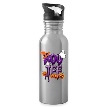 Funny Spooky Season Boujee Ghost Pumpkin Halloween - Water bottle with straw - silver - Right