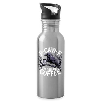 F-Caw-F: Ich Trinke Kaffee - Trinkflasche mit integriertem Trinkhalm - Lightsilver - Rechts