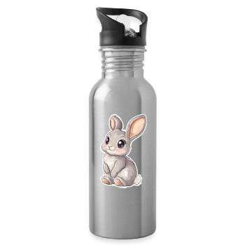 Hase - Trinkflasche mit integriertem Trinkhalm - Lightsilver - Rechts