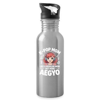 K-Pop Mom Funny Korea Music Aegyo - Water bottle with straw - silver - Right