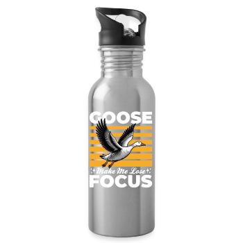 Funny Bird Goose - Water bottle with straw - silver - Right