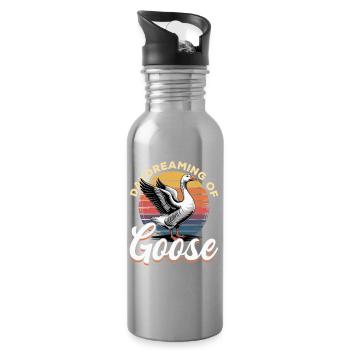Funny Bird Goose - Water bottle with straw - silver - Right