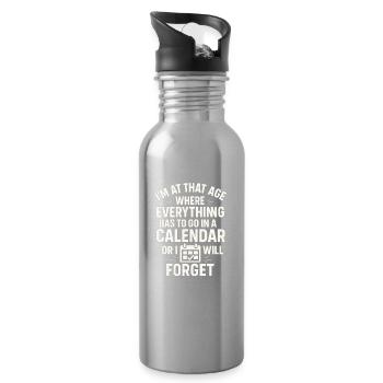Ich bin in diesem Alter Kalender Lustiges Zitat - Trinkflasche mit integriertem Trinkhalm - Lightsilver - Rechts