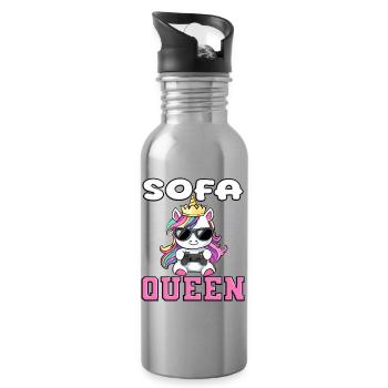 Unicorn - sofa queen zocken - Water bottle with straw - silver - Right