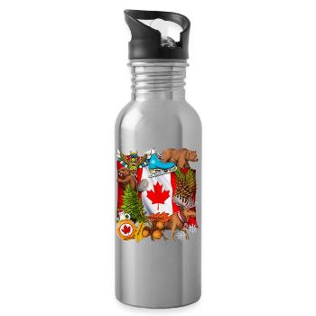Canada Pride - Water bottle with straw - silver - Right
