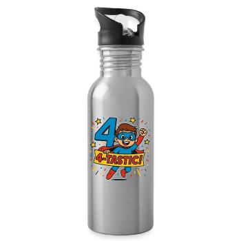 4 TASTIC Superhero Birthday Party Gift For Four - Trinkflasche mit integriertem Trinkhalm - Lightsilver - Rechts