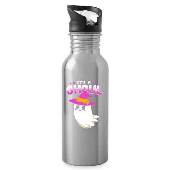 Gender Reveal Halloween Mom-to-be - Water bottle with straw - silver - Right