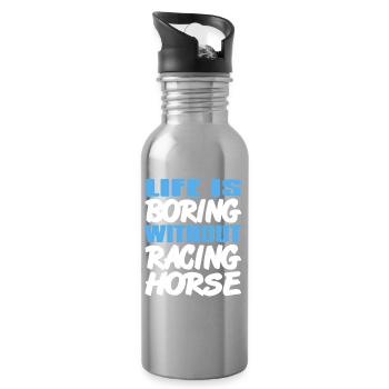 L’ennui prend fin quand il y a du plaisir dans les courses de chevaux - Gourde avec paille intégrée - argent clair - Droite