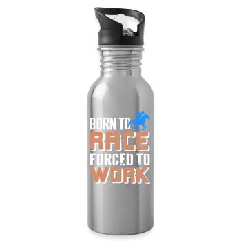 Fueled by Racing Forced into Day Job Humor - Water bottle with straw - silver - Right