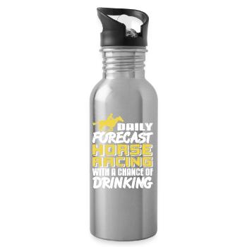 Horse Racing Forecast with Race Day Drinking Humor - Water bottle with straw - silver - Right