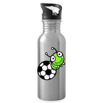 Raupe Fußball Loch Ball Comic lustig süß Sport süß - Trinkflasche mit integriertem Trinkhalm - Lightsilver - Rechts