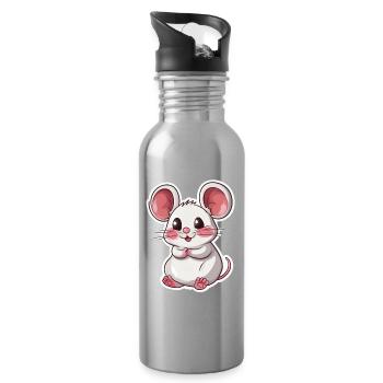 Maus - Trinkflasche mit integriertem Trinkhalm - Lightsilver - Rechts
