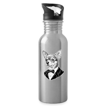 Chihuahua en smoking - Gourde avec paille intégrée - argent clair - Droite