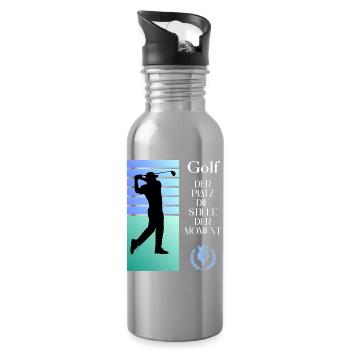 Golfsilhouette Stille im Moment - Trinkflasche mit integriertem Trinkhalm - Lightsilver - Rechts