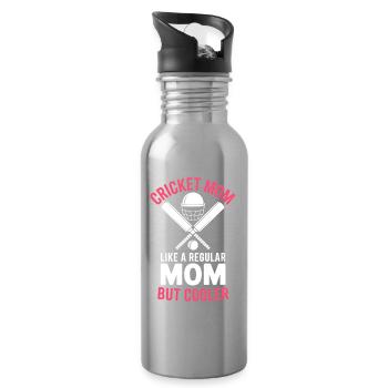 Cricket Spruch Mama Lustiges Cricket Geschenk - Trinkflasche mit integriertem Trinkhalm - Lightsilver - Rechts