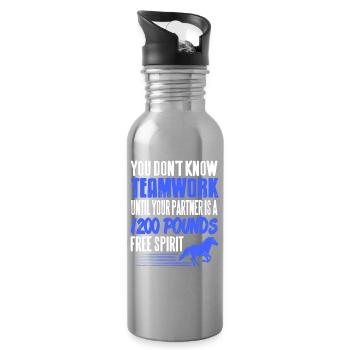 True Teamwork Is Built With a Horse Partner - Water bottle with straw - silver - Right