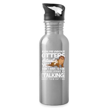 Always Talking About Sea Otter Cartoon - Water bottle with straw - silver - Right