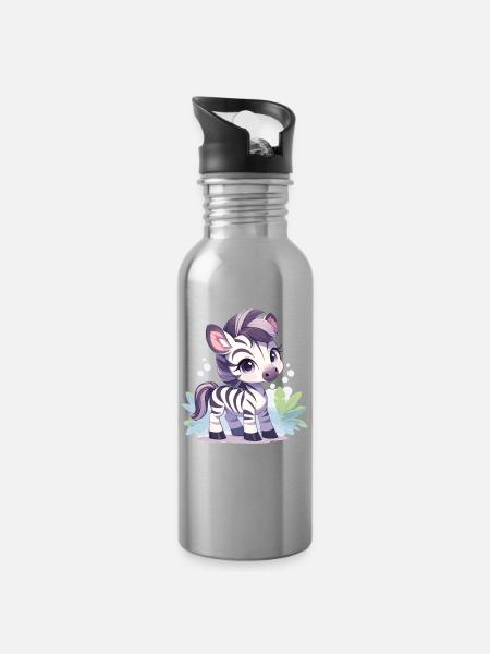 Zebras Zebra - Trinkflasche mit integriertem Trinkhalm - Lightsilver