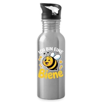 Ich Bin Eine Biene Faschingskostüm - Trinkflasche mit integriertem Trinkhalm - Lightsilver - Rechts