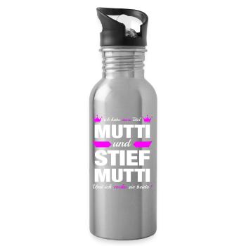 Stiefmutter Muttertag Bonus Mama Mutter Geschenk - Trinkflasche mit integriertem Trinkhalm - Lightsilver - Rechts