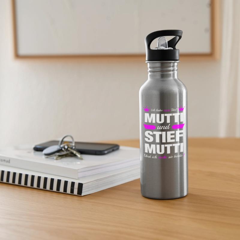 Stiefmutter Muttertag Bonus Mama Mutter Geschenk Trinkflasche mit integriertem Trinkhalm