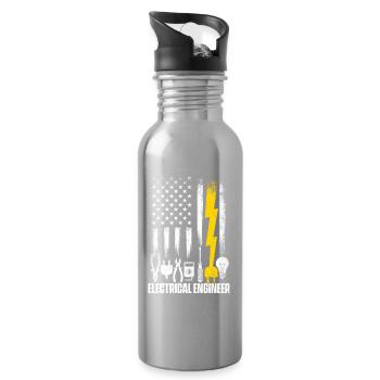 Electrical Engineer Geek Humor Voltage Nerd - Water bottle with straw - silver - Right